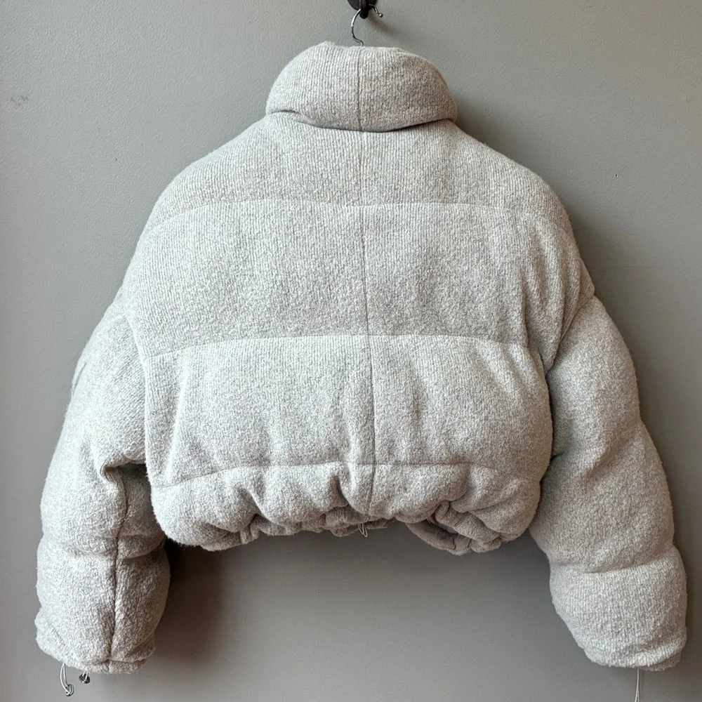 House of CB Pascal Opal Open Knit C Shape Puffer Crop Jacket , XS - Picture 5 of 8